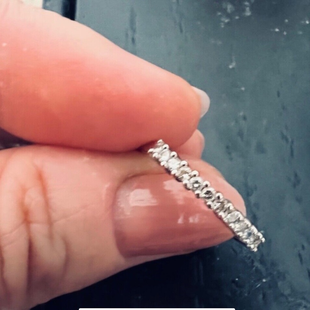 14k white gold semi eternity ring, size 5, pre-owned